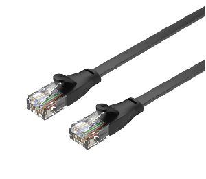  C1810GBK, UNITEK, Pach Cord, 2M, CAT.6 Flat Cable - RJ45 (8P8C) Male, Black Color.