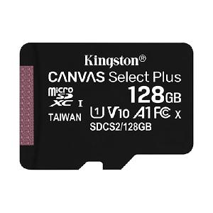  SDCS2/128GBSP, KINGSTON, Memory Card, 128GB micSDXC Canvas Select Plus 100R A1 C10 Single Pack w/o ADP.