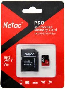  P500 Extreme Pro, NETAC, Memory Card, 64GB G-R MicroSDXC V30/A1/C10 up to100MB/s,retail pack with SD Adapter.