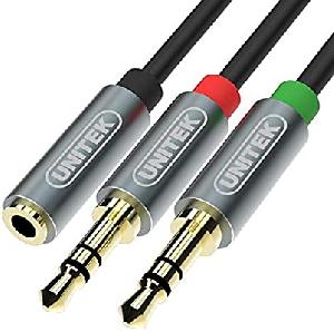  Y-C957ABK , UNITEK, Adapter, 0.2M, 3.5MM AUX Audio Cable - Female to 2*Male.