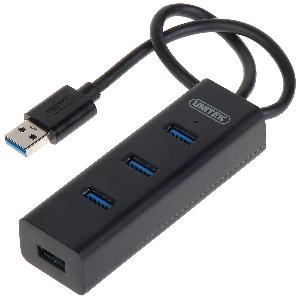  Y-3089, UNITEK, USB HUB, 4-in-1 USB3.0 4-Port, Black.