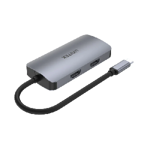 uHUB P5 D1051A, UNITEK, Type C Adapter, 5-in-1 Type-C to HDMIx2, VGA, USB 3.1, PD 100W, 15cm.