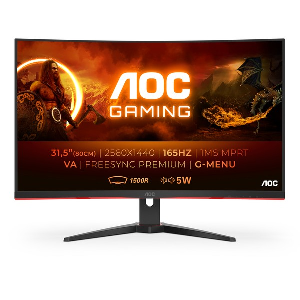 CQ32G2SE/BK AOC OC Gaming CQ32G2SE - 32" QHD 2560x1440 Curved 1500R, 165Hz, 1 ms MPRT, VA,FreeSync Premium, 5w Speakers