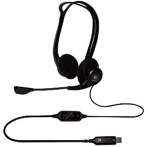  PC960, Logitech, Earphone, L981-000100,  computer headset, noise-cancelling mic,  USB 2.4 m, Black.