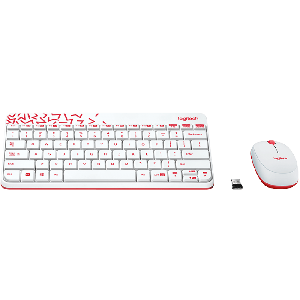  MK240, LOGITECH, Keyboard, Nano Wireless Combo, WHITE/VIVID RED.