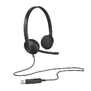 H340 , Logitech computer headset, with noise-canceling mic BLACK USB 1.8 m 1Y (L981-000475)