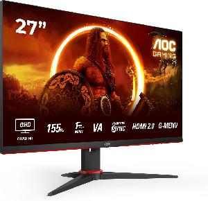 Q27G2E AOC Gaming Monitor 27" QHD 2560x1440  VA, 155 Hz, MPRT 1 ms, FreeSync Premium (HDMI, DisplayPort) Black, Red