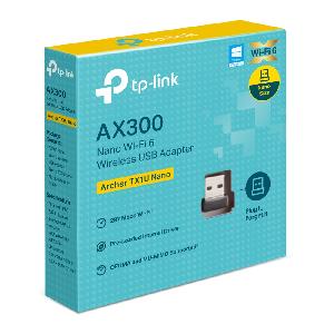 Archer TX1U Nano, TPLINK, USB Adapter, AX300 Nano Wi-Fi 6 Wireless, 2.4GHz USB 2.0, IEEE 802.11 b/g/n/ax.