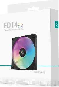  FD14 ARGB, DEEPCOOL, Fan, 140mm, PWM 400~1650 RPM, 82.53CFM, ≤25.2dB, 4+3-pin, ARGB, Black.