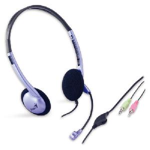 HS-02B, Genius, Headphone, Noise-cancelling mic, Volume control, 3.5 mm jack, 1.8 m, Blue.