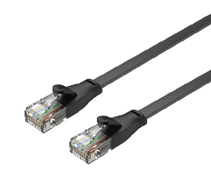  C1811GBK, UNITEK, Pach Cord, 3M, CAT.6 Flat Cable - RJ45 (8P8C) Male, Black Color.