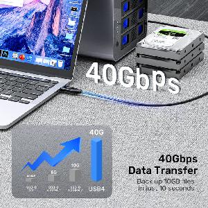  C14100ABK01-2M, UNITEK, Cable, 2M USB4 CM Type-C To Type-C Certified Thunderbolt 3/4 ,40Gbps/8K 60Hz/240W.