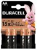  MN1500, DURACELL, Battery, LR6 / AA Blister 4pcs, 1,5V, 15X EXTRA LIFE.